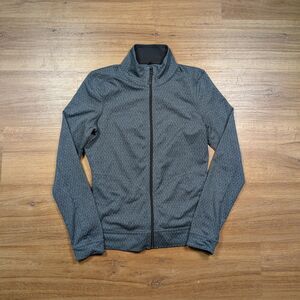 Prana Randa Full Zip Jacket Women Small Gray Diamond Long Sleeve Collared